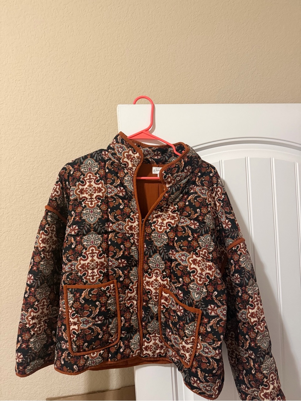 Wonderly Rust-Trim Quilted Paisley Jacket